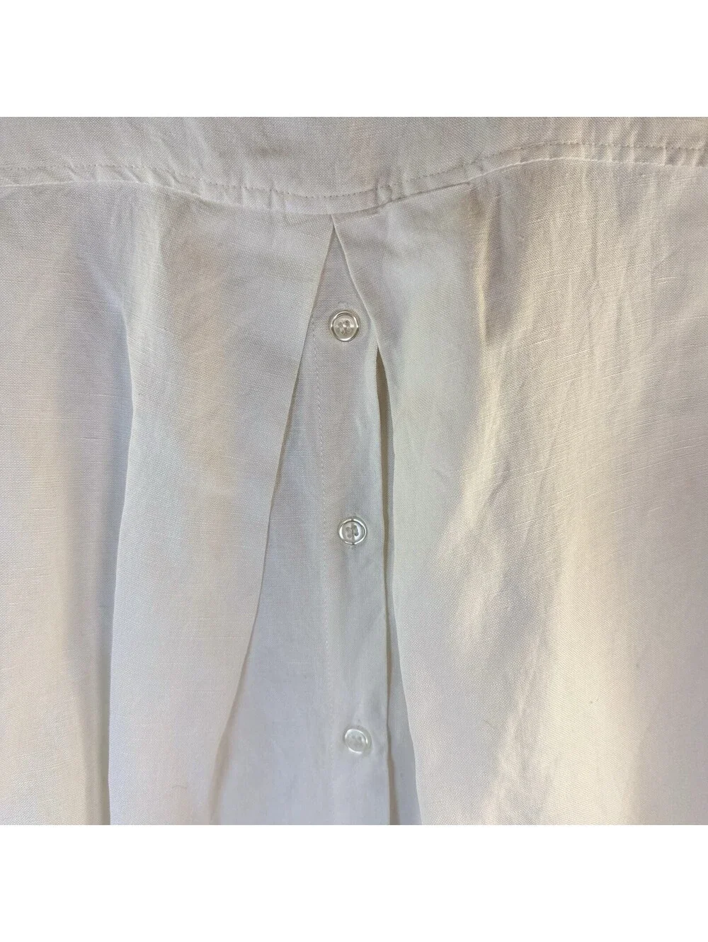 Grace Elements Linen Blend Collared White Sleeveless Button Down Shirt Large - Picture 7 of 8